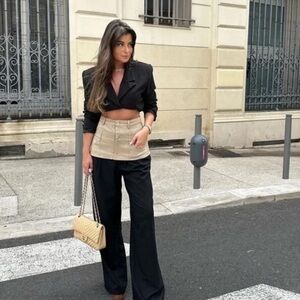 Zara Beige Corset Belt with Stitch Detailing